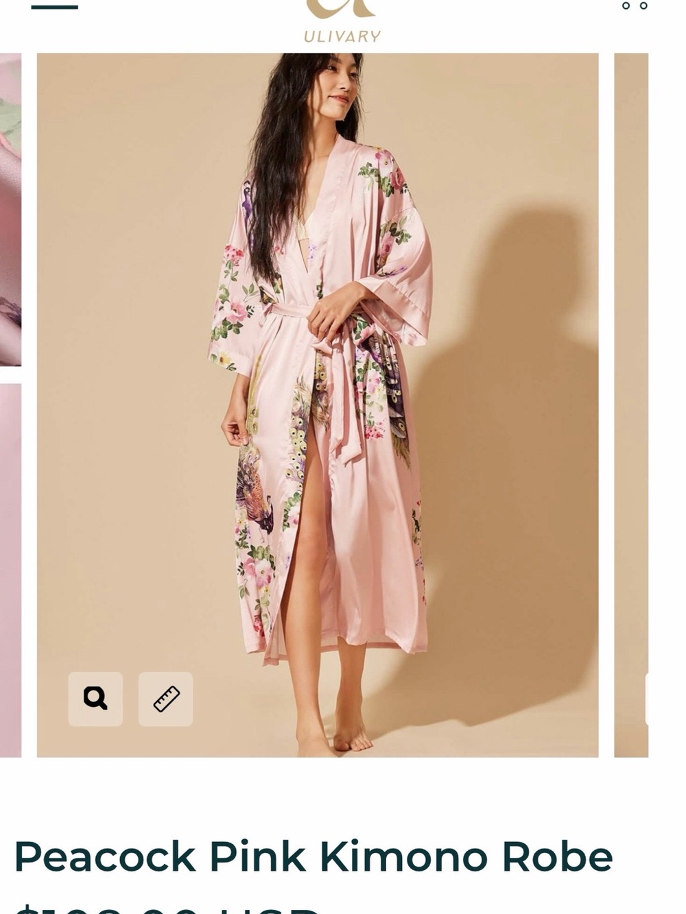 Ulvary Peacock Pink Floral Satin Kimono Robe
